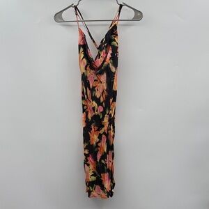 H&M Backless Dress with Floral Design in Black and Pink